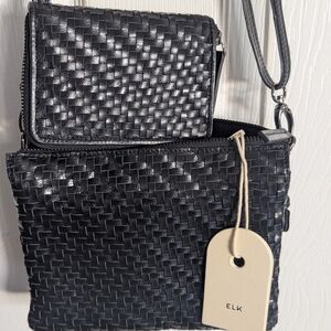 Elk Black Woven Crossbody Bag & Wallet Set
